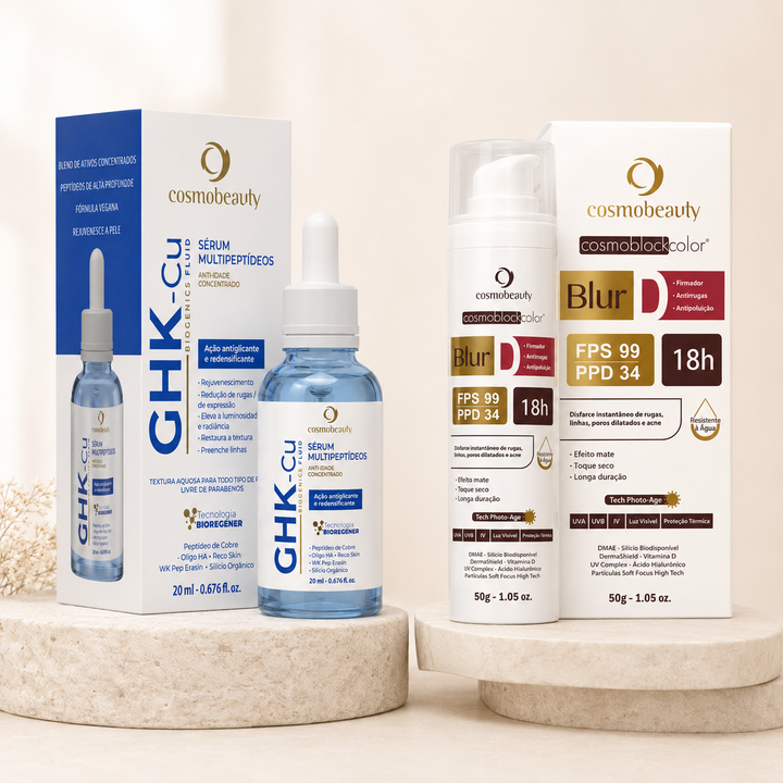 Combo Rejuvenescimento Diário Cosmobeauty — GHK-Cu Fluid + Blur D FPS 99