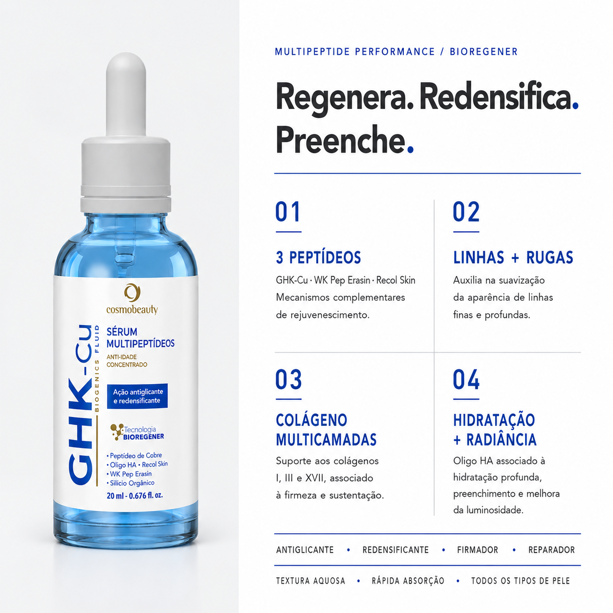 ghk-cu como usar Fluid Sérum Multipeptídeos Antienvelhecimento 20ml – Cosmobeauty Peptide Research & Evidence Gluten-Free Packaging:50 mL Silver Airless Bottle